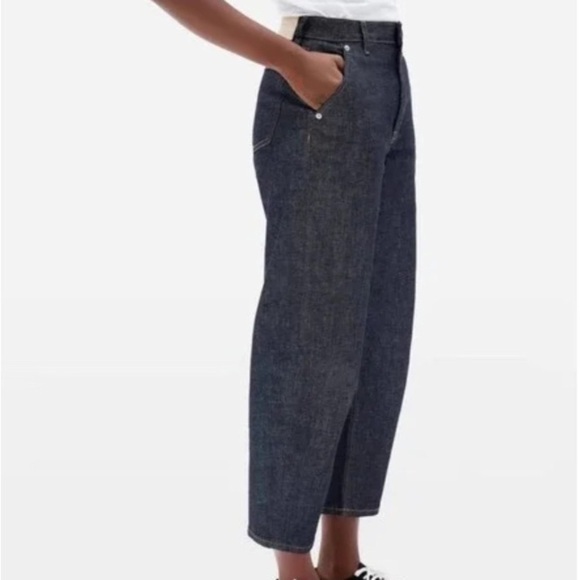 Everlane The Arc High Straight Leg Jeans in Indigo Raw Hem Size 26 - Picture 2 of 10